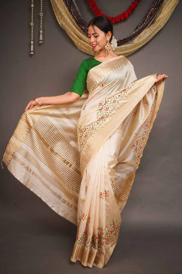 Ready To Wear Kerala Kasavu Ethnic Saree